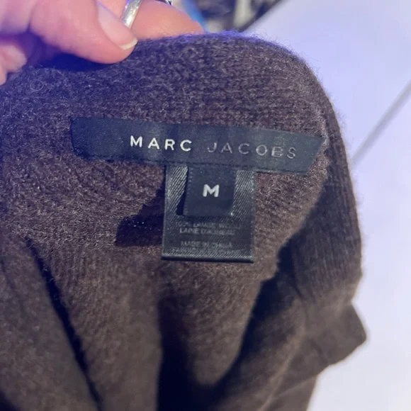Marc Jacobs Lambs Wool Dark Brown Knitwear Cardigan with leather buttons size M - Picture 10 of 13
